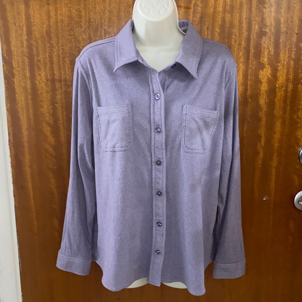 32 Degree Heat - super soft - purple/gray hue -Button up Shirt - L